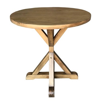 X Base Duke Round Accent Table Pine - Decor Therapy