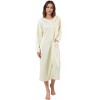 YafeMarte Women’s Long Sleeve Quilted Fleece Button-Front Nightgown with Embroidered Floral Design - 4 of 4
