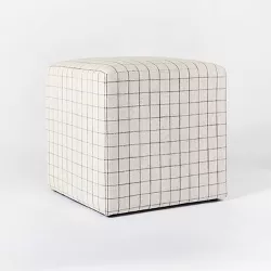 Lynwood Square Upholstered Cube Windowpane Plaid - Threshold™ designed with Studio McGee