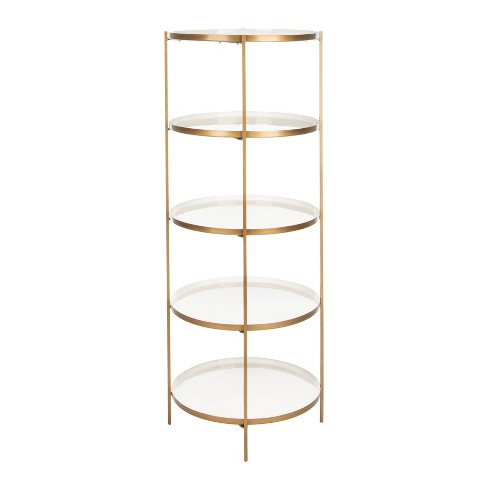 Tia Round 5 Tier Etagere White Brass Safavieh Target