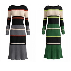 ribbed knit bodycon sweater dress Ribbed Knit Square Neck Bodycon Sweater Dress Pink / M
