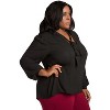 Poetic Justice Curvy Women's Chiffon Button Up Neck Tie Blouse - 3 of 4