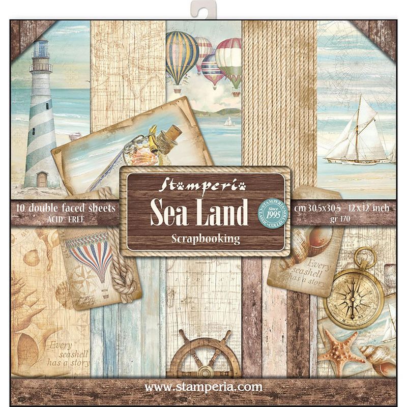 Stamperia Double-Sided Paper Pad 12"X12" 10/Pkg-Sea Land, 10 Designs/1 Each, 1 of 2