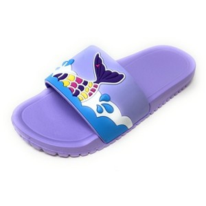 JEFFRICO Girls Comfort Sandals Kids Slip On Lightweight EVA Water Shower Pool Beach Sandals Slides - 1 of 4