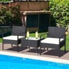 Tangkula 3PCS Wicker Rattan Furniture Patio Coffee Table Chair w/ Washable Cushion - 4 of 4