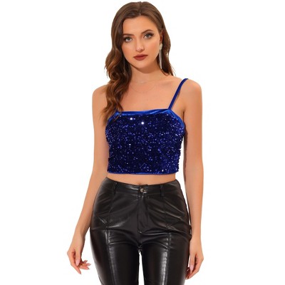 Blue sparkly cheap crop top