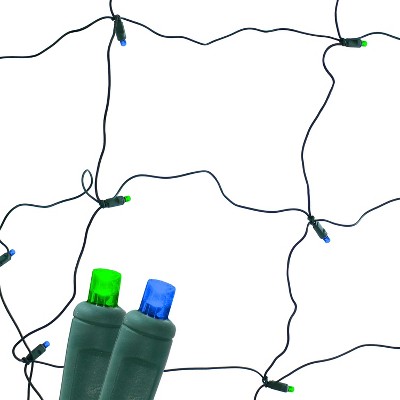 Sunnydaze Electric Plug-In 70ct LED Indoor/Outdoor Net String Lights 5mm Wide Angle Blue and Green - 6' x 4' Green Wire