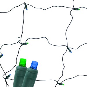 Sunnydaze Electric Plug-In 70ct LED Indoor/Outdoor Net String Lights 5mm Wide Angle Blue and Green - 6' x 4' Green Wire - 1 of 4