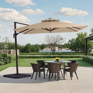 Hyleory 132'' Square Cantilever Umbrella with Cover Double Top Outdoor Patio Umbrella with 360° Rotation - 1 of 4