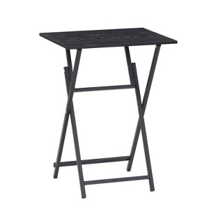 AZL1 Life Concept Folding Table 2 Piece Portable Sofa Table Industrial Rustic Wood Table for Space Saving Easy to Fold, Black, 32.68"*21.65"*3.35" - 1 of 4