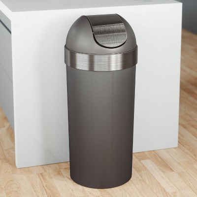 Pewter 16-Gallon Swing Top Kitchen Trash Can