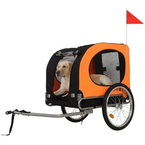 Dog Bike Trailer for Medium Large Dogs - Convertible to Jogging Stroller, Foldable Pet Bicycle Carrier with 19" Air Tires, fits 20"-29" Bike - 1 of 4