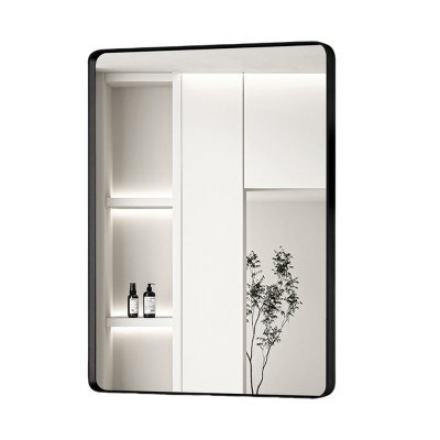 GlasFlength Decorative Wall Mirrors Rectangular Accent Mirror Wall Mirror Polished Mirror Decorative Mirror for Living Room, Black, 24"*36"*36"