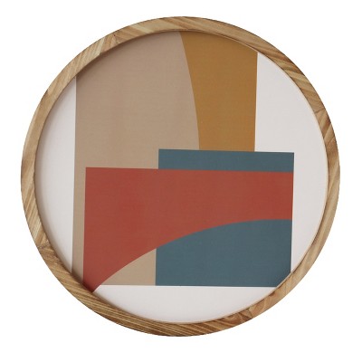 VIP Wood 18 in. Red Round Framed Abstract Wall Art