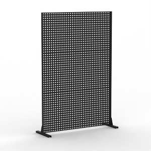 Gulches 70 Inch Single Black Partition and Room Divider with Rhombus - Lattice Pattern - 1 of 4
