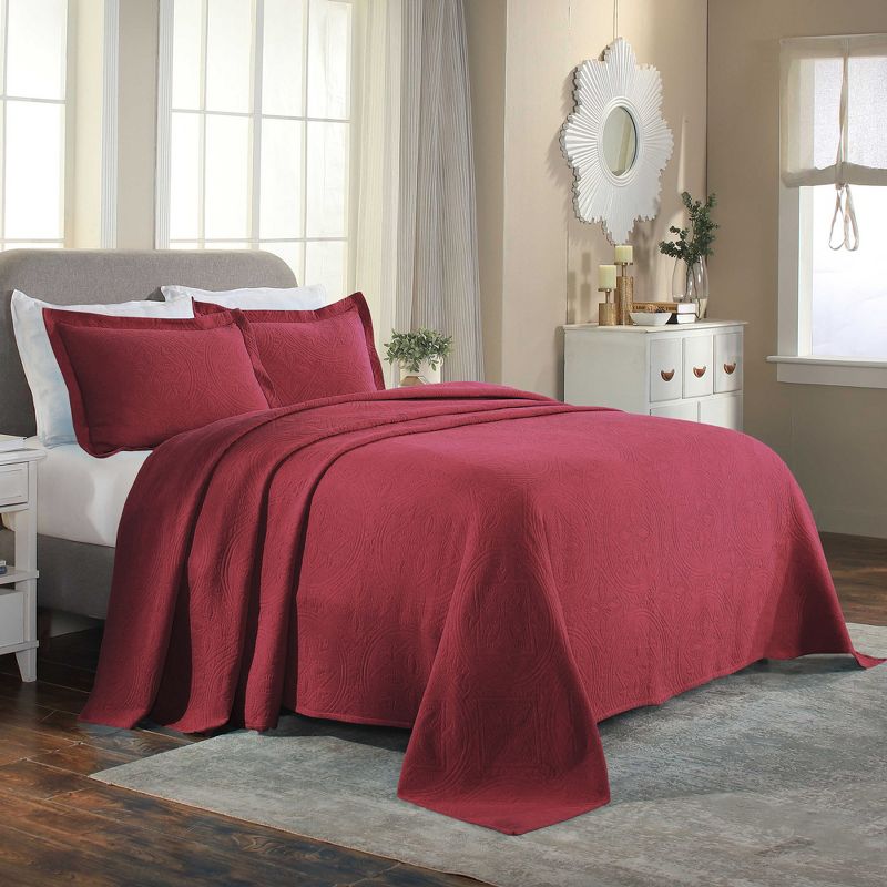 Celtic Textured Jacquard Matelass Scalloped Bedspread Set by Blue Nile Mills, 5 of 8