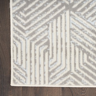 Grafix Gray Geometric 2' x 4' Synthetic Area Rug