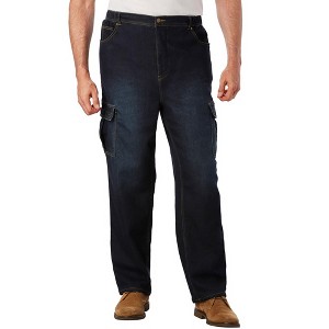 KingSize Men's Big & Tall Relaxed Fit Cargo Denim Look Sweatpants - 1 of 4