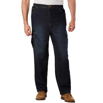 KingSize Men's Big & Tall Relaxed Fit Cargo Denim Look Sweatpants Jeans