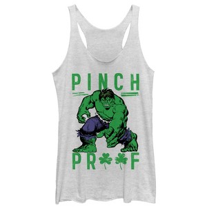 Women's Marvel St. Patrick's Day Hulk Pinch Proof Racerback Tank Top - 1 of 3