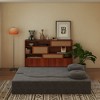 ORRD Modern Corduroy Floor Sofa Bed with 2 Pillows, Convertible Full-Size Folding Mattress, No Assembly, Orange - 2 of 4