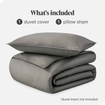 Light Gray Organic Cotton Sateen Twin Duvet Cover Set