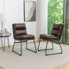 NicBex Round Dining Room Table Set for 4 Morden Dining Room Table with 4 Faux Leather Chairs and Trestle Base for Kitchen - 4 of 4
