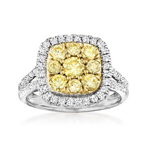 Ross-Simons 1.50 ct. t.w. Yellow and White Diamond Ring in 14kt 2-Tone Gold - 1 of 4