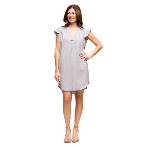 Maternity V-Neck Cap Sleeve Knee Length Pocket Dress - 24seven Comfort Apparel™ - 1 of 4