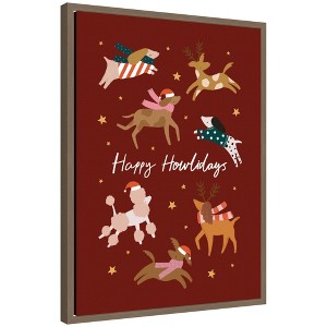 Kate & Laurel All Things Decor Sylvie Framed Canvas Happy Holidays by Aislinn Simmonds Duchess Plum - 1 of 4