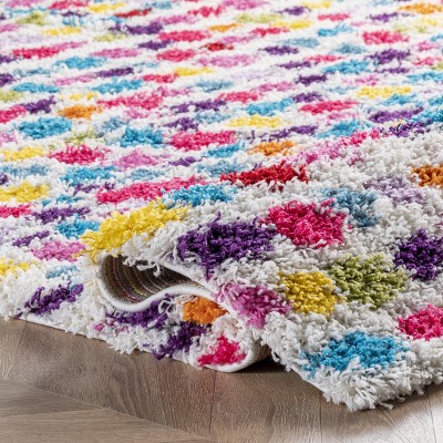 Sunny Spots Multicolor Shag Rug for Kids, 40" Round Synthetic