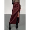 Women's 2025 Faux Leather Pencil Skirt - High Waist Slit Maxi for Office & Winter Fashion Dark Burgundy - 3 of 4