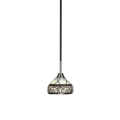 Toltec Lighting Paramount 1 - Light Pendant in  Matte Black/Brushed Nickel with 7" Royal Merlot Art Glass Shade