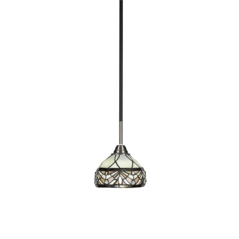 Toltec Lighting Paramount 1 - Light Pendant in  Matte Black/Brushed Nickel with 7" Royal Merlot Art Glass Shade - image 1 of 1