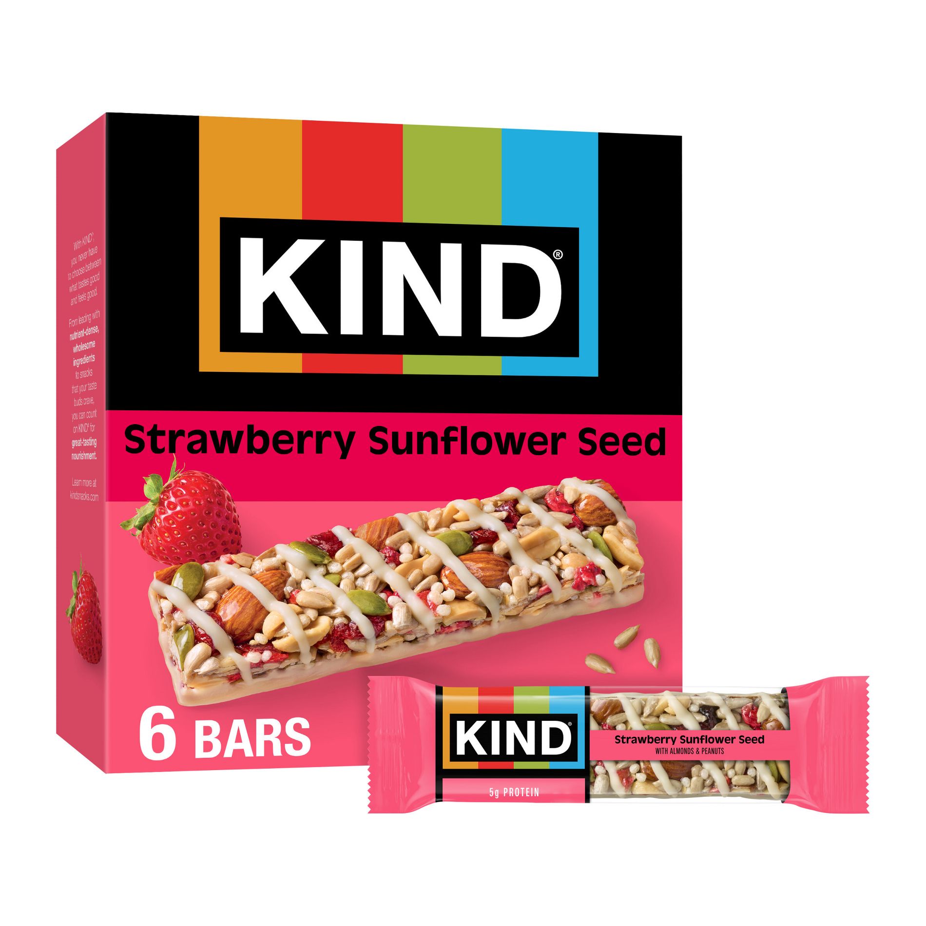 KIND Bars Strawberry Sunflower Seed Gluten Free Snacks - 8.4oz/6ct