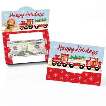 Big Dot of Happiness Christmas Train - Holiday Party Money and Gift Card Holders - Set of 8