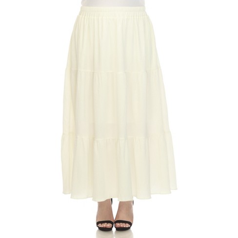 Plus Size Pleated Tiered Maxi Skirt Champagne 2x -white Mark : Target