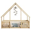 YOOCOZZ Full Size Wood House-Shaped Floor Bed with Safety Guardrails - 3 of 4