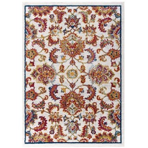 Modway Entourage Azami 5x8 Area Rug – Vintage Distressed Floral Lattice Design in Soft-Touch Indoor/Outdoor Weave - 1 of 4
