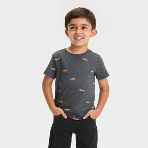 Toddler Boys' Short Sleeve Jersey Knit Car T-Shirt - Cat & Jack™ Charcoal Gray - 1 of 3