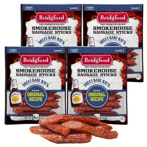 Bridgford Sweet Baby Ray’s Smokehouse Sausage Sticks Original 5 oz - High Protein Smoked Sausage Sticks for Your Dietary Preferences - 1 of 4