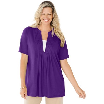 Woman Within Plus Size 7-Day Layer-Look Elbow-Sleeve Tee