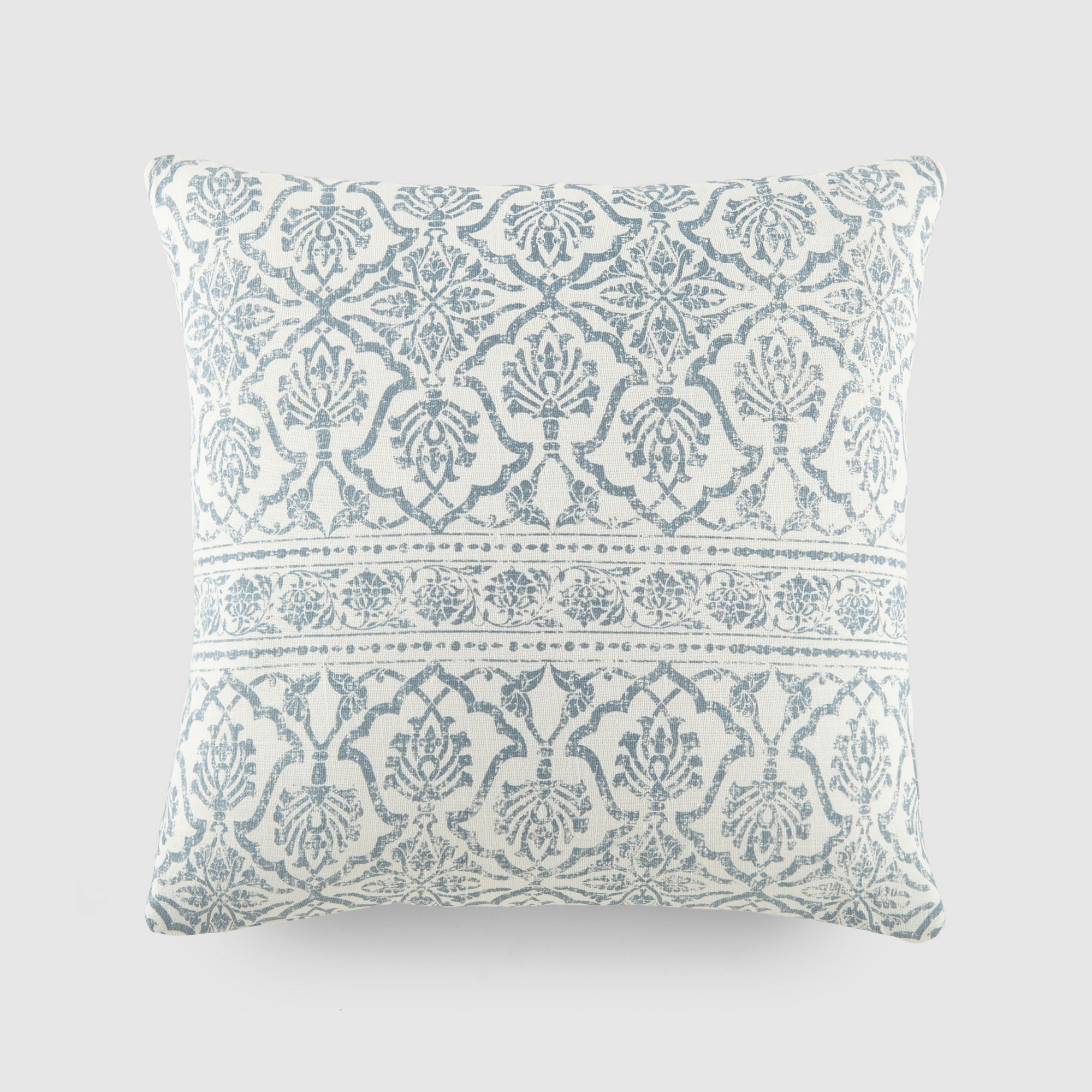 Antique Floral Pattern Cotton Throw Pillow Cover With Pillow Insert Set - Becky Cameron, Antique Floral Light Blue, 20 x 20