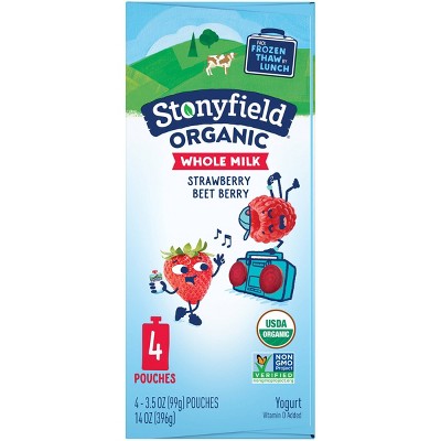 Stonyfield Organic Whole Milk Strawberry Beet Berry Kids&#39; Yogurt - 4ct/3.7oz Pouches