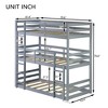 Racxily Triple Rubber Wood Bunk Bed with Two Built-in Ladders, Guardrails, Twin over Twin over Twin, Detachable Triple Twin Bunk Bed - 2 of 4