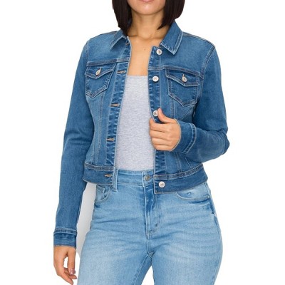 Wax Jeans Women's Basic Stone Washed Denim Jacket