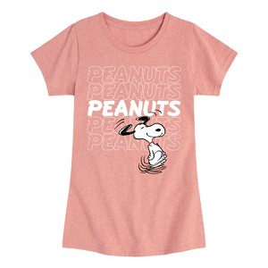 Girls' - Peanuts - Snoopy Repeat Fitted Short Sleeve Graphic T-Shirt - 1 of 4