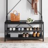 WhizMax Industrial Hall Tree Storage Bench for Entryway, Wood Look Accent, Large Shoe Rack with Shelf, Hanging Bar, 8 Hooks - 3 of 4