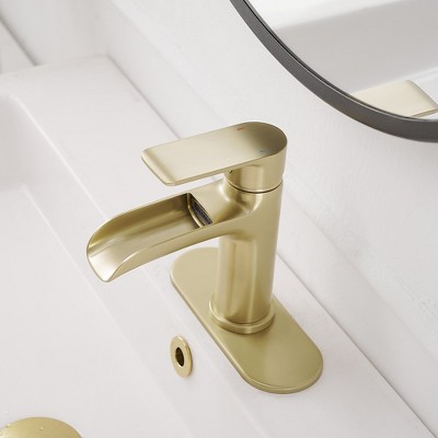 Brushed Gold Single Handle Waterfall Bathroom Faucet