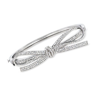 Ross-Simons 3.10 ct. t.w. White Topaz Bow Bangle Bracelet in Sterling Silver Size 7